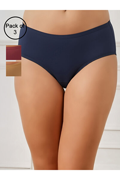 Clovia By Styli Pack of 3-Mid Hipster Bikini with Inner Elastic - Cotton