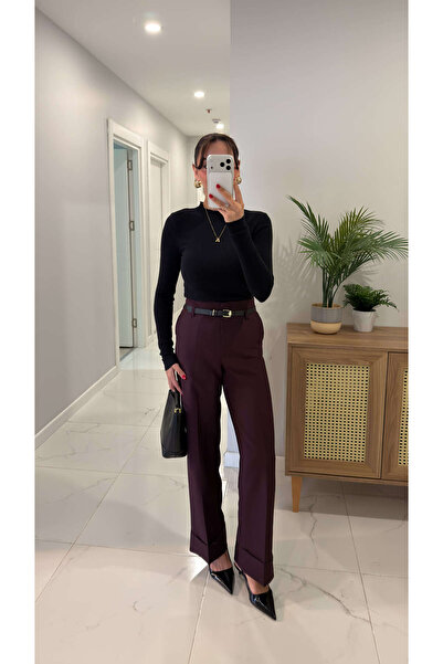 BİRCANÇİL Pantaloni Mollandra cu detalii tip ciorapi și curea