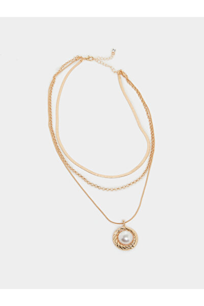 Styli Gold Layered Necklace with Pearl Pendant