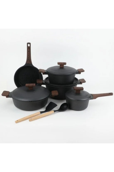 TULIN Granite cookware set with a unique design, black color, 15 pieces