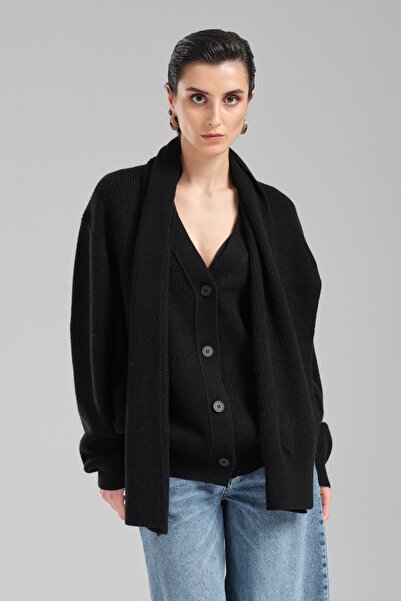 tw3 Women's Scarf Detailed Two-Piece Design Cardigan