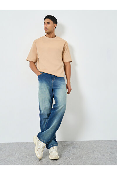 Styli Men Blue Loose Fit Faded Jeans
