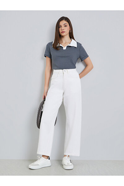 Styli White High Rise Relaxed Fit Jeans