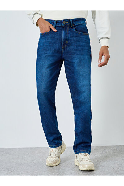 Styli Men Blue Relaxed Fit Acid wash Jeans