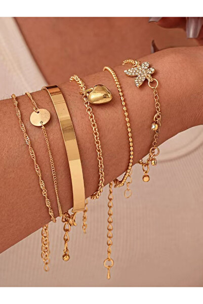 Styli مجموعة من 6 أساور - سوار بتفاصيل على شكل قلب