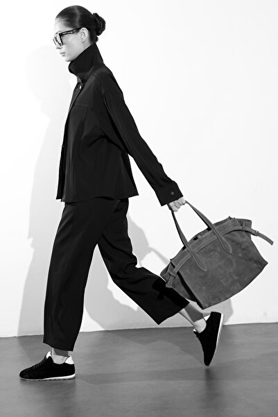 5in1Canpolat Black Mock Neck Shirt and Pants Set 37092