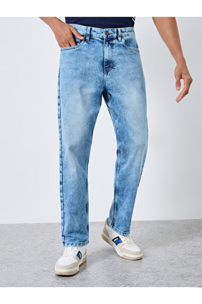 Styli Men Blue Relaxed Fit Washed Jeans