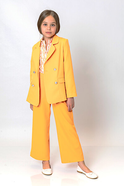 incity Girl's Stylish Yellow Blazer Jacket, Pack of Shoulder Pad