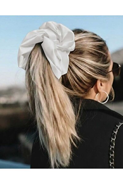 diclecollection 1 Piece Women's White Satin Hair Elastic Scrunchie/Hair Acces...