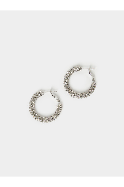 Styli Silver Diamante Hoop Earrings