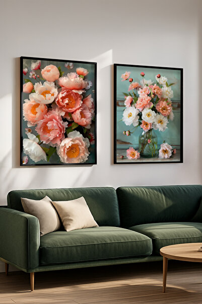 STARYUNA Set de pictură pe pânză tematică cu buchet de bujori și flori, cu ra...