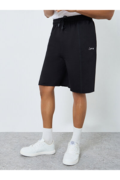 Styli Men Black Oversized Terry Shorts