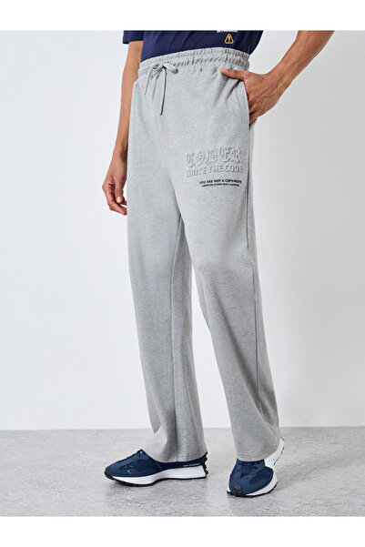 Styli Men Grey Embossed Interlock Relaxed Joggers