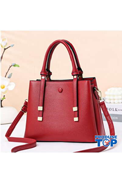 Produse.Top Geantă de birou pentru femei din piele ecologică roșie cu curea d...