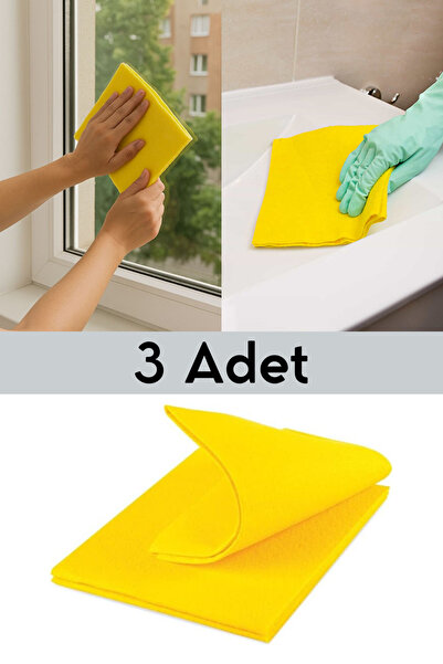 nouray 3 ADET çok amaçlı temizleme bezi tüm yüzeyler için sarı bez