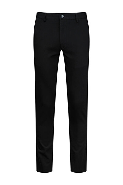 Hatemoğlu Black Relaxed Fit Cotton Trousers with Side Pockets