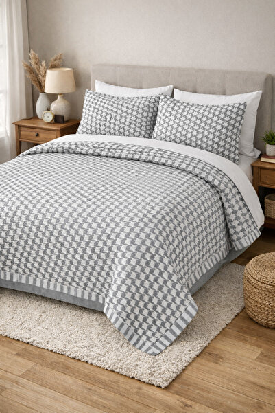 Anemons Goose Feet Pattern Multi-Purpose Pique Bedspread 1 Piece 200X230 cm