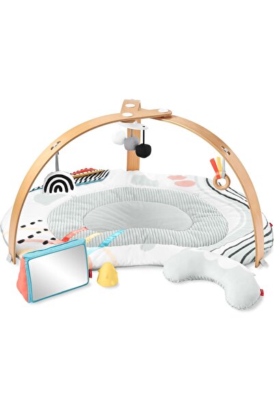 Skip Hop صالة ألعاب مونتيسوري للأطفال، صالة ألعاب خشبية للأطفال مع بساط لعب ح...