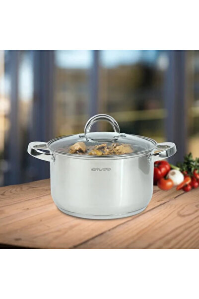 Generic Stainless Steel Saucepan with Glass Lid 22 cm - 5.1 L