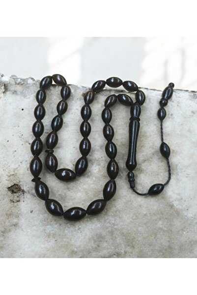 İnan Tesbih Ebony Wood Barley Cut System Natural Prayer Beads with Tassels