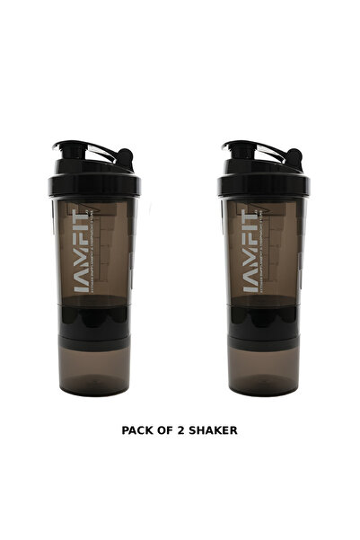 IAMFIT زجاجة خلط ذكية سوداء – 500 مل (عبوة من قطعتين)