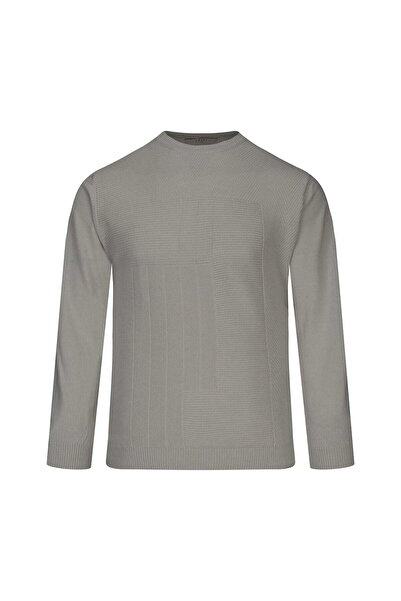 Hatemoğlu Pulover din lână jacquard, ecru, cu croială normală și guler tip bi...