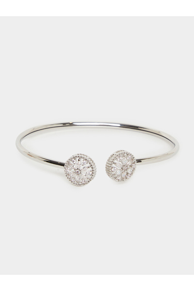 Styli Silver Floral Crystal Cuff Bracelet