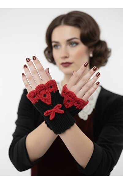 İLKCET MODA Victorian Style Vintage Fingerless Knit Gloves