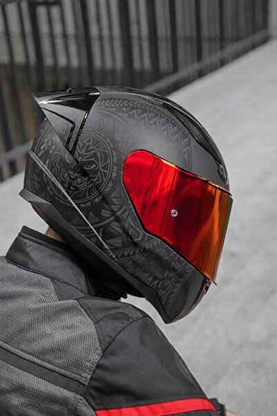 LS2 Rapid Takaroa 2 - MAT SİYAH- KIRMIZI VİZÖR - SPOİLER