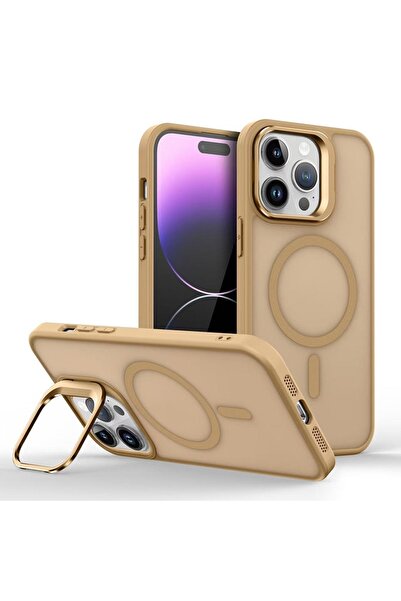 Bracket case غطاء حماية لهاتف آيفون 13 مع حامل وغطاء معدني من ماج سيف وهدية ع...