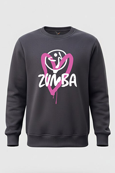 WİDİ Zumba Fitness Kalp με τύπωμα 100% βαμβακερό χειμερινό φούτερ με λαιμόκοψ...
