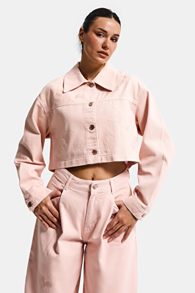 it's basic Women's Powder Color 6S6-20 Crop Fit Floral Embroidery Patterned S...