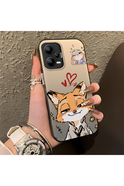 CHICASELUX حافظة مطبوعة بتصميم ثعلب وأرنب على شكل قلب متوافقة مع Redmi Note 1...