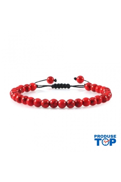 Produse.Top Unisex Bracelet with Red Semi-Precious Stones