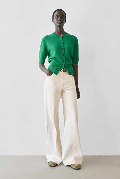 Massimo Dutti Kısa kollu pamuk karışımlı triko hırka