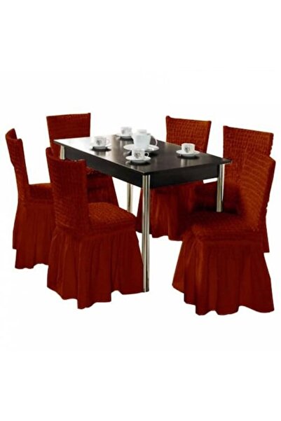 sarra Set de 6 huse de scaun cu spătar, bumbac, Sarra, roșu cărămiziu