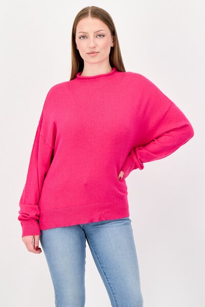 French Connection Women Mock Neck Knitted Long Sleeve Sweater, Fuschia