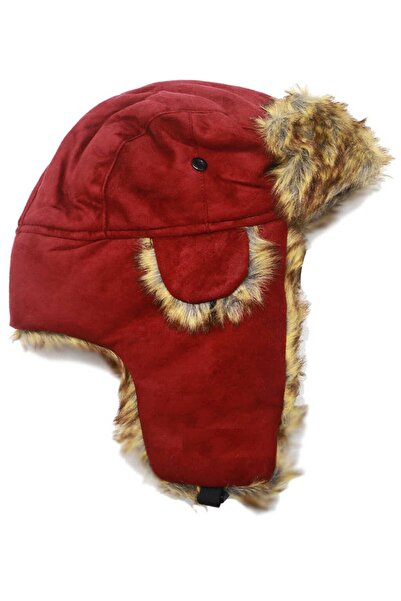 LUXERRA قبعة بايلوت نوبوك شتوية باللون الأحمر الداكن