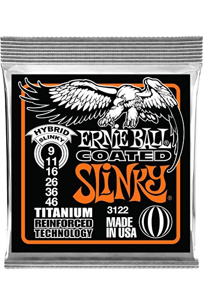 Ernie Ball Hybrid Slinky Coated Titanium RPS Electric Guitar Strings - 9-46 G...