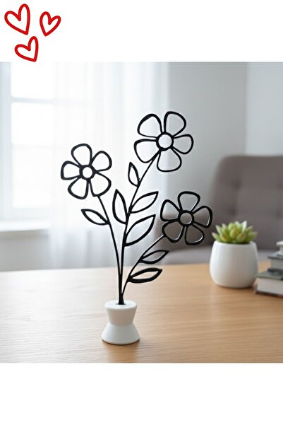 ARNİS İskandinav Tarzı 3D Baskı Çiçek Obje - TV Ünitesi ve Raf Dekoru