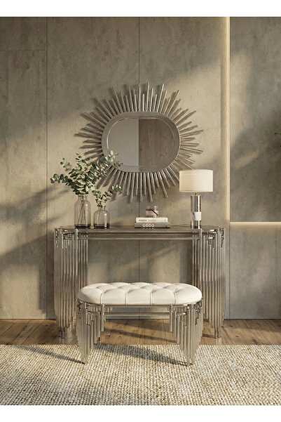 lowena home DRESUAR TAKIMI ULTRA LAK KAPLAMA PUF AYNA DAHİL 120CM TAKIM