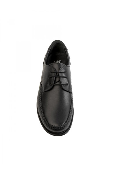 Evanto Shoes Pantofi de piele pentru bărbați Casual Textured All Black Derby