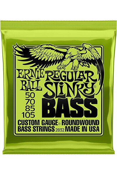 Ernie Ball أوتار باس كهربائية عادية ملفوفة بالنيكل - مقاس 50-105