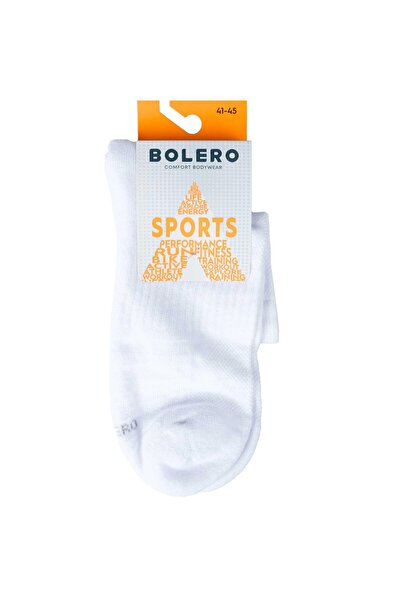 Bolero Unisex Dikişsiz Taban Havlu Kısa Spor Çorap Beyaz