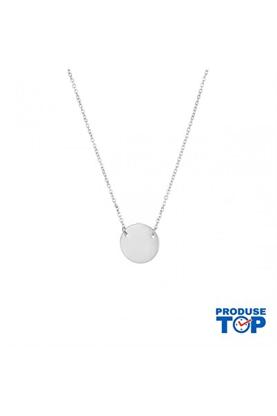 Produse.Top Silver Necklace with Smooth Round Pendant COL108