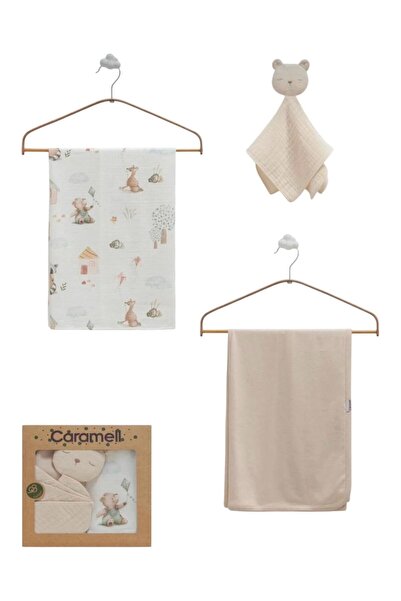 Caramell Uyku Arkadaşli Double Blanket Set (80X85) Brown