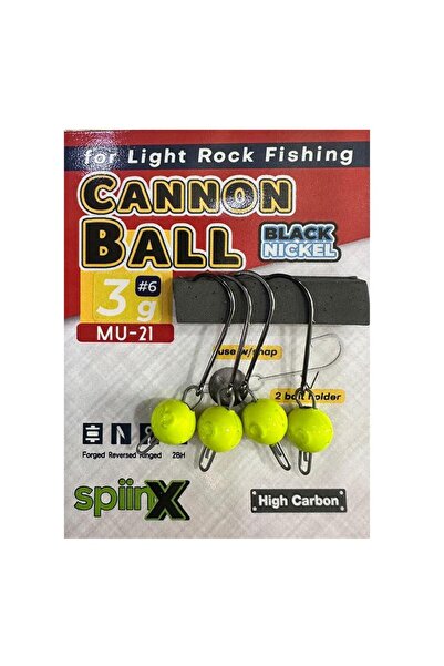 SpiinX Cannon Ball 6 No 3gr Mafsallı Jig Head Zoka 4 Adet Sarı