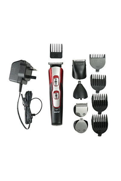 Geepas 11 in 1 Rechargeable Grooming Kit, Rechargeable Trimmer- Red