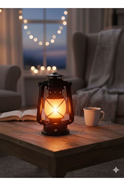 OLİVYA Gaz Lambası Şarjlı 3 Kademe Işık Kamp - Dekor