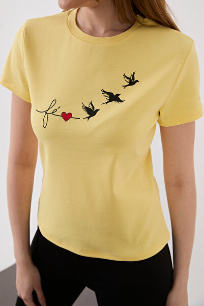 ZAZZONİ Bird Printed Short Sleeve T-Shirt